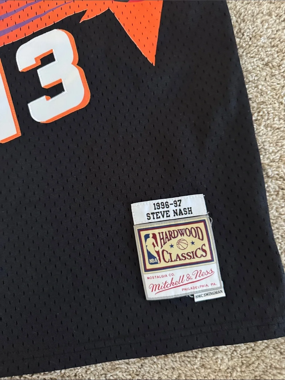 Mitchell & Ness Black Nash #13 Jersey with Orange and Purple Trim